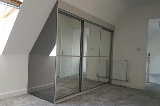 grey mirrored sliding wardrobes