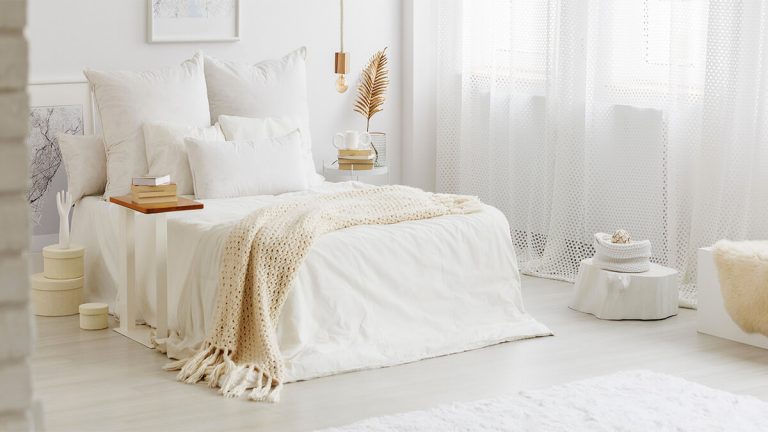 White Bedroom With Gold