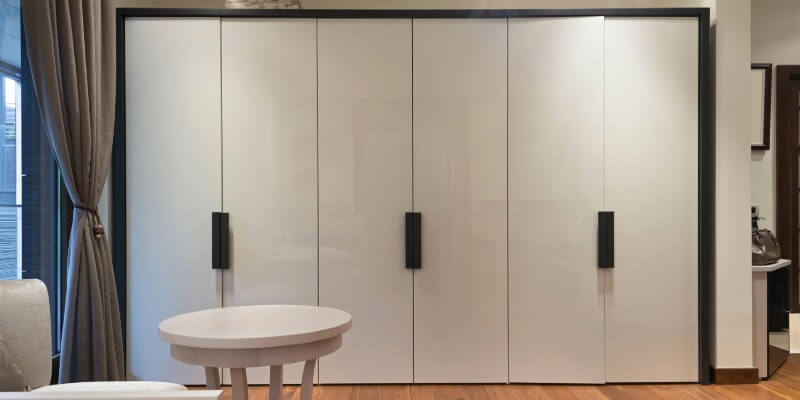 White Wardrobe With Black Handles