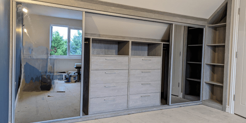 storage space inside sliding wardrobe