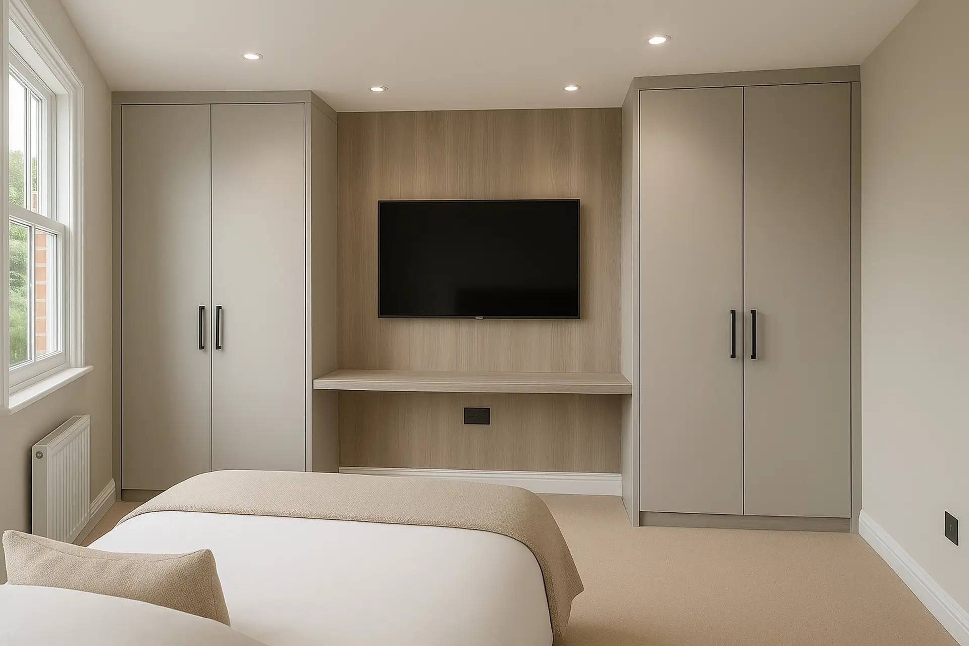 cream fitted wardrobe