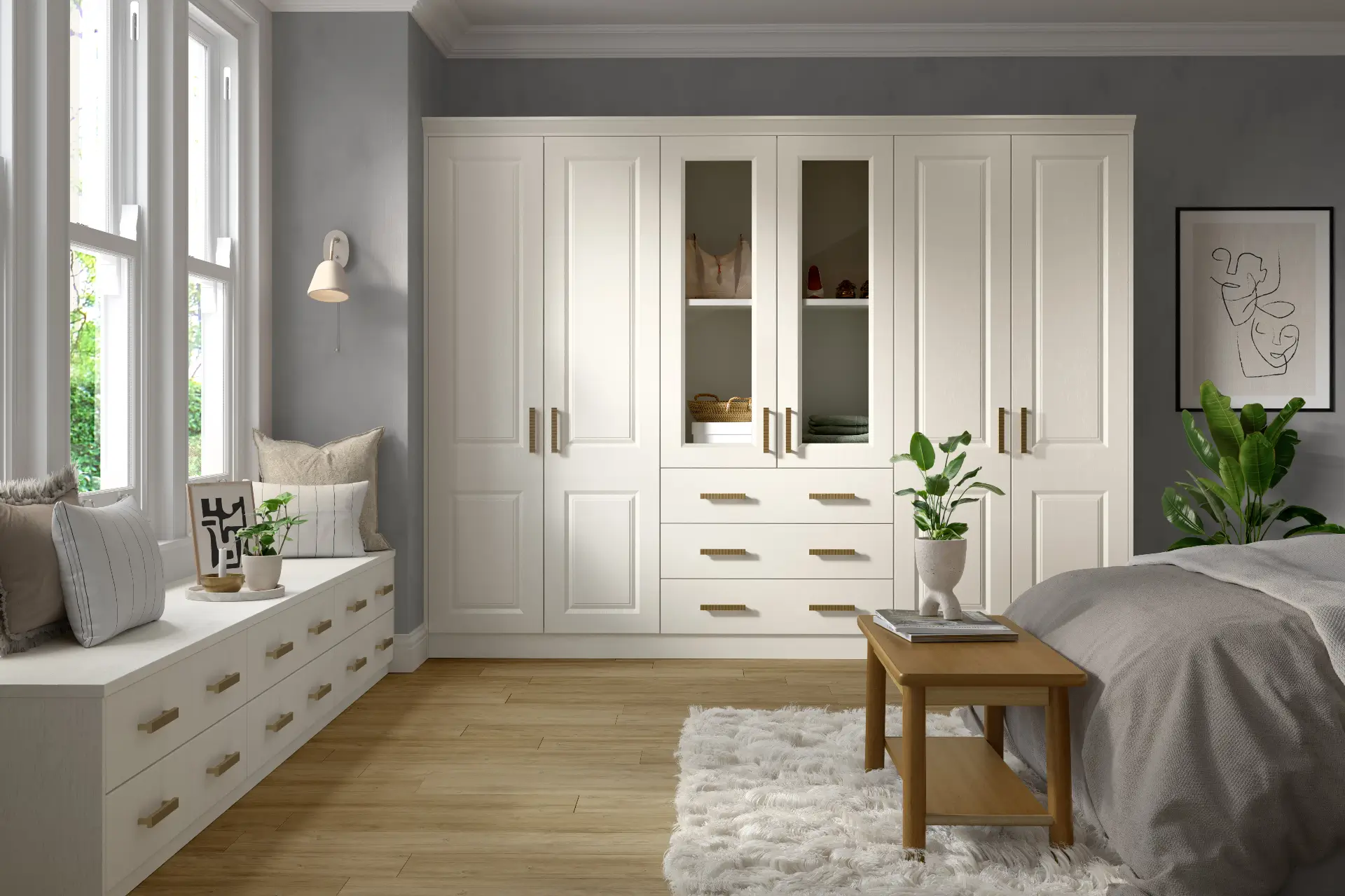 bedroom with bespoke furniture