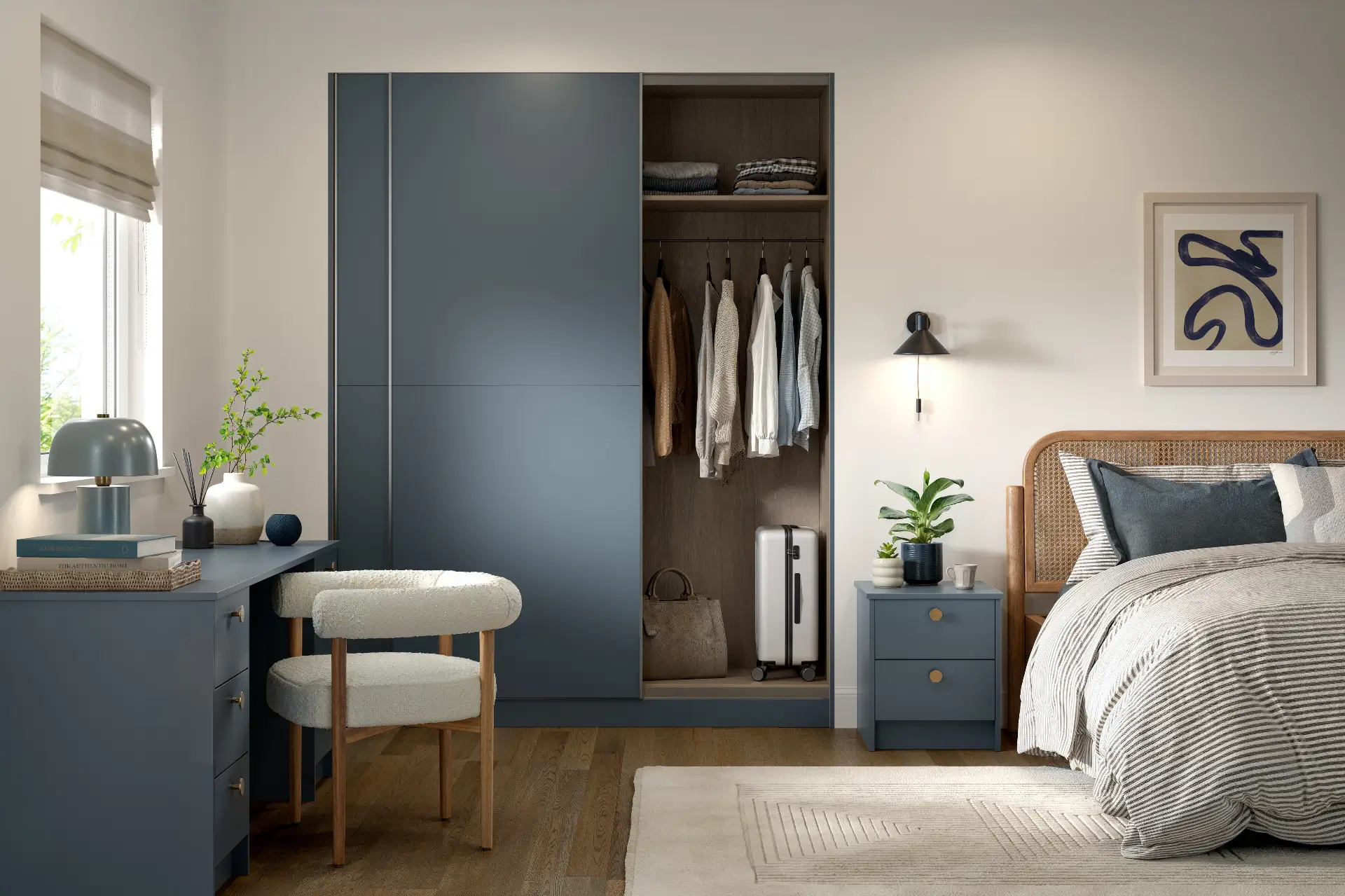 room with door and wardrobe